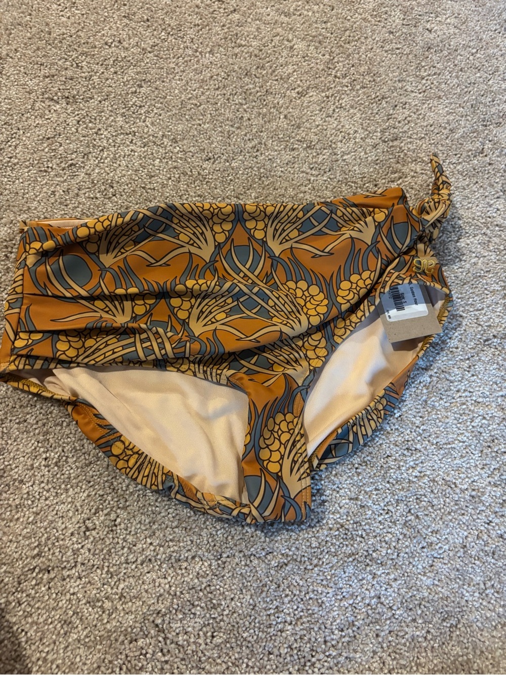 Albion Fit Simone Floral Print Women’s Swim bottoms in Mustard